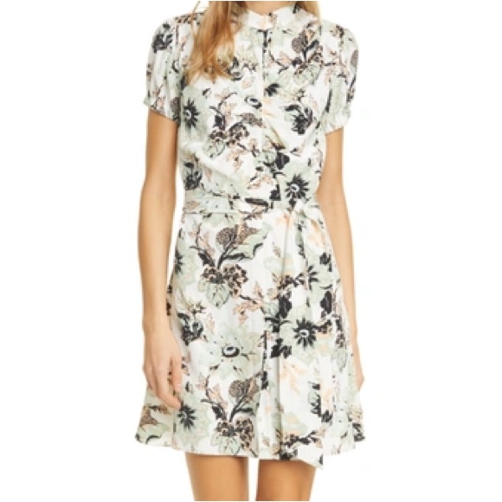Diane Von Furstenberg Trinity Floral Silk Mini Dress in Astrantia Size 2
